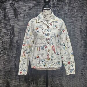 Vtg Graff Nautical Jacket Womens M Coastal Grandma Ecclectic Preppy Cruise Vacay